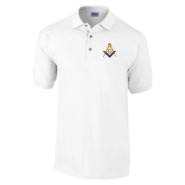 Mason Blue Lodge Polo Golf Shirt White
