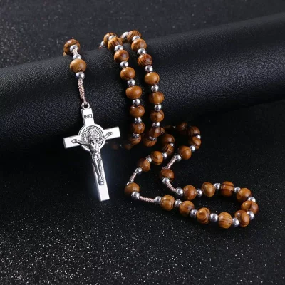 Rosary Wooden Necklace High Quality Beads Necklace Cross Pendant 5f8b72baf3537f0fcb2cdb44-2
