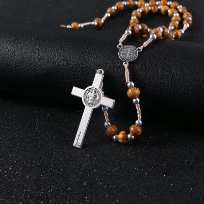 Rosary Wooden Necklace High Quality Beads Necklace Cross Pendant 5f8b72bbf3537f0fcb2cdb50-2