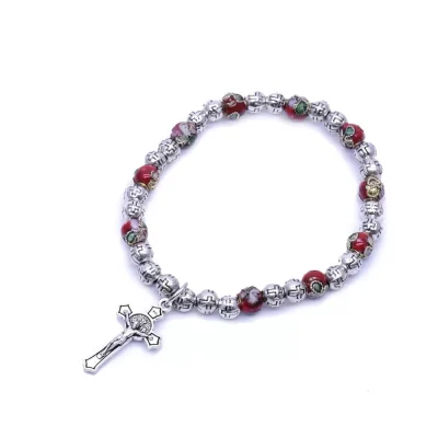 Cross beads Cloisonne Beaded Stretch Rosary Bracelet with Crucifix 5f8b798ff3537f0fcb2cdc77-1