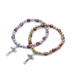 Cross beads Cloisonne Beaded Stretch Rosary Bracelet with Crucifix 5f8b7992f3537f0fcb2cdc7b-1