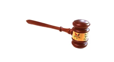 Personalized Wood Gavel With Full Color Gold Band oesgavel