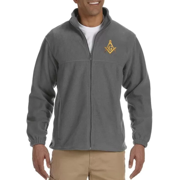 Gold Square And Compass Embroidered Masonic Men's Fleece Full Zip Jacket 5fbda00c6ec5a7350e726d8b