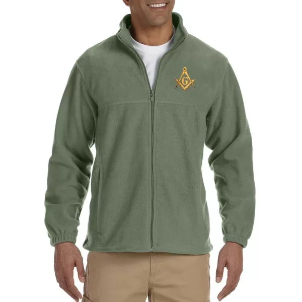 Gold Square And Compass Embroidered Masonic Men's Fleece Full Zip Jacket 5fbda00c6ec5a7350e726d8c