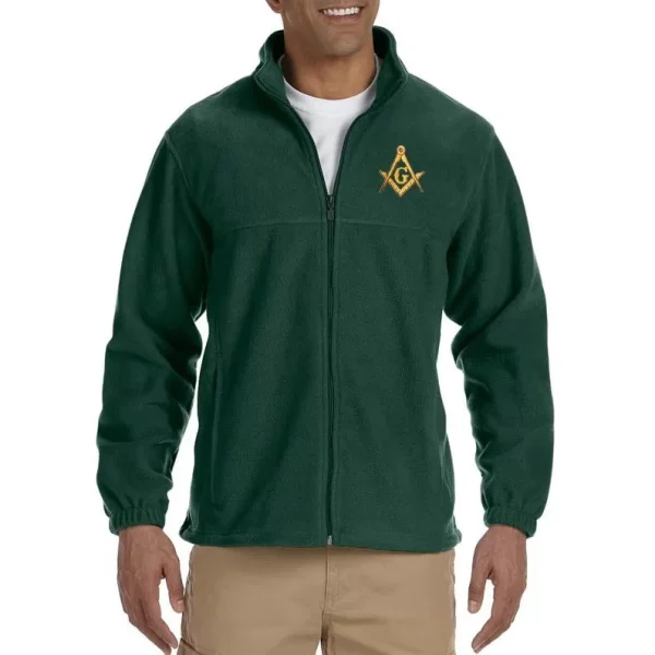 Gold Square And Compass Embroidered Masonic Men's Fleece Full Zip Jacket 5fbda00d6ec5a7350e726d8f