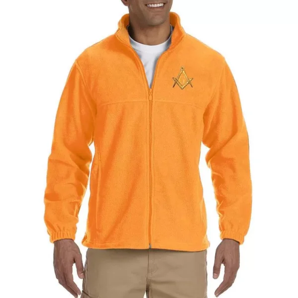 Gold Square And Compass Embroidered Masonic Men's Fleece Full Zip Jacket 5fbda00e6ec5a7350e726d91