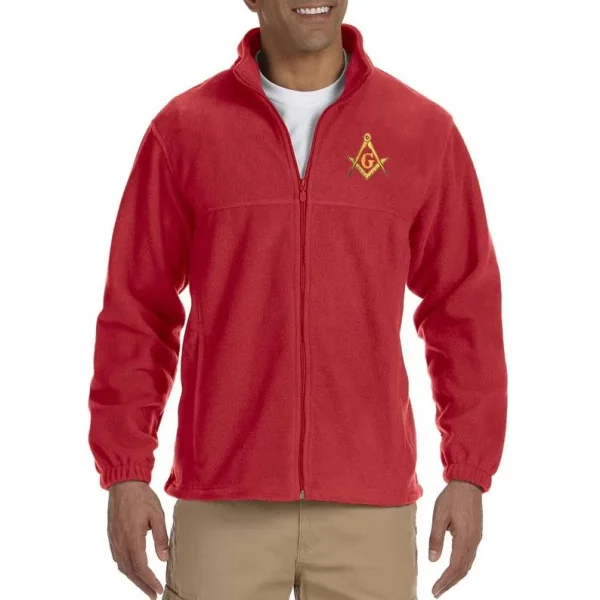 Gold Square And Compass Embroidered Masonic Men's Fleece Full Zip Jacket 5fbda00e6ec5a7350e726d92