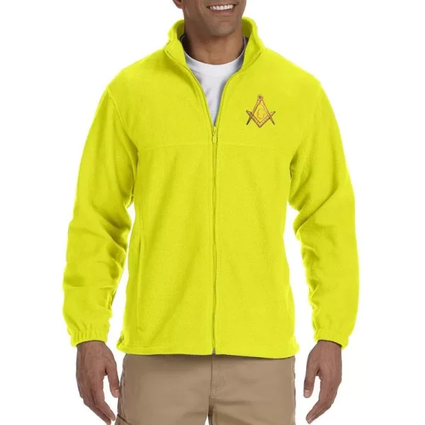 Gold Square And Compass Embroidered Masonic Men's Fleece Full Zip Jacket 5fbda0106ec5a7350e726d95