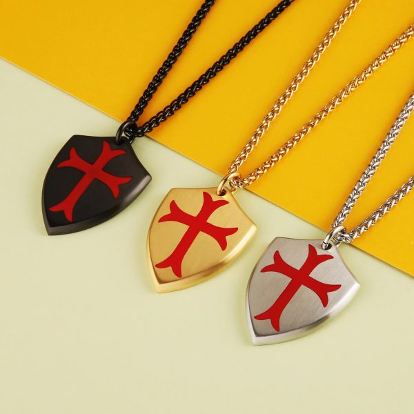 Templar Cross Joshua 1:9 Shield Stainless Steel Pendant Necklace img_aliexpress_1705171402
