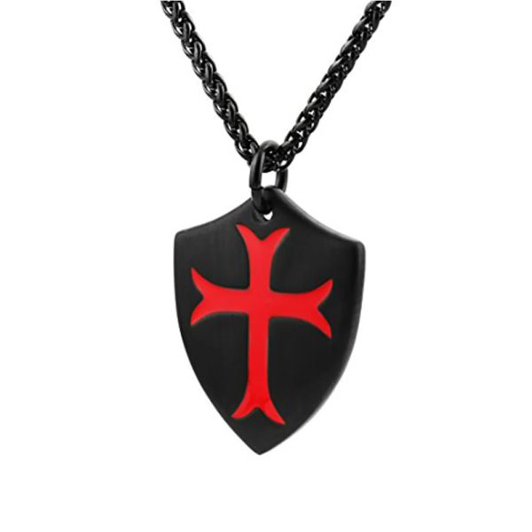 Templar Cross Joshua 1:9 Shield Stainless Steel Pendant Necklace img_aliexpress_1705171392