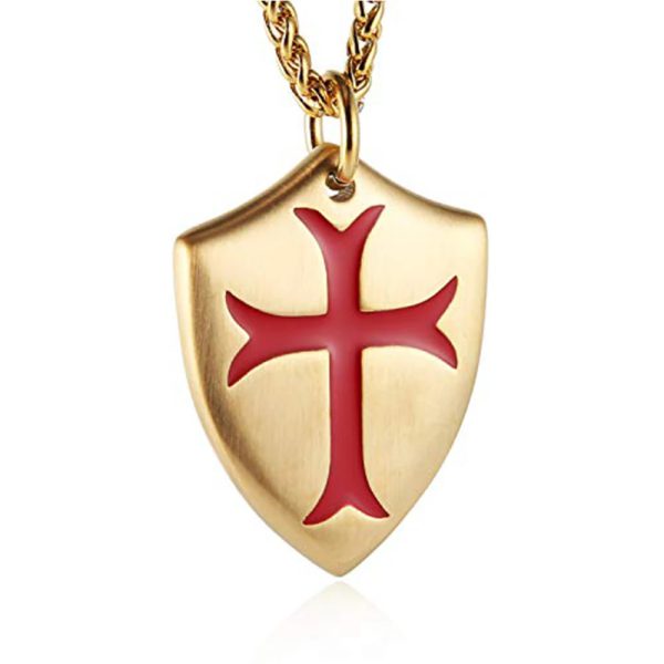 Templar Cross Joshua 1:9 Shield Stainless Steel Pendant Necklace img_aliexpress_1705171397